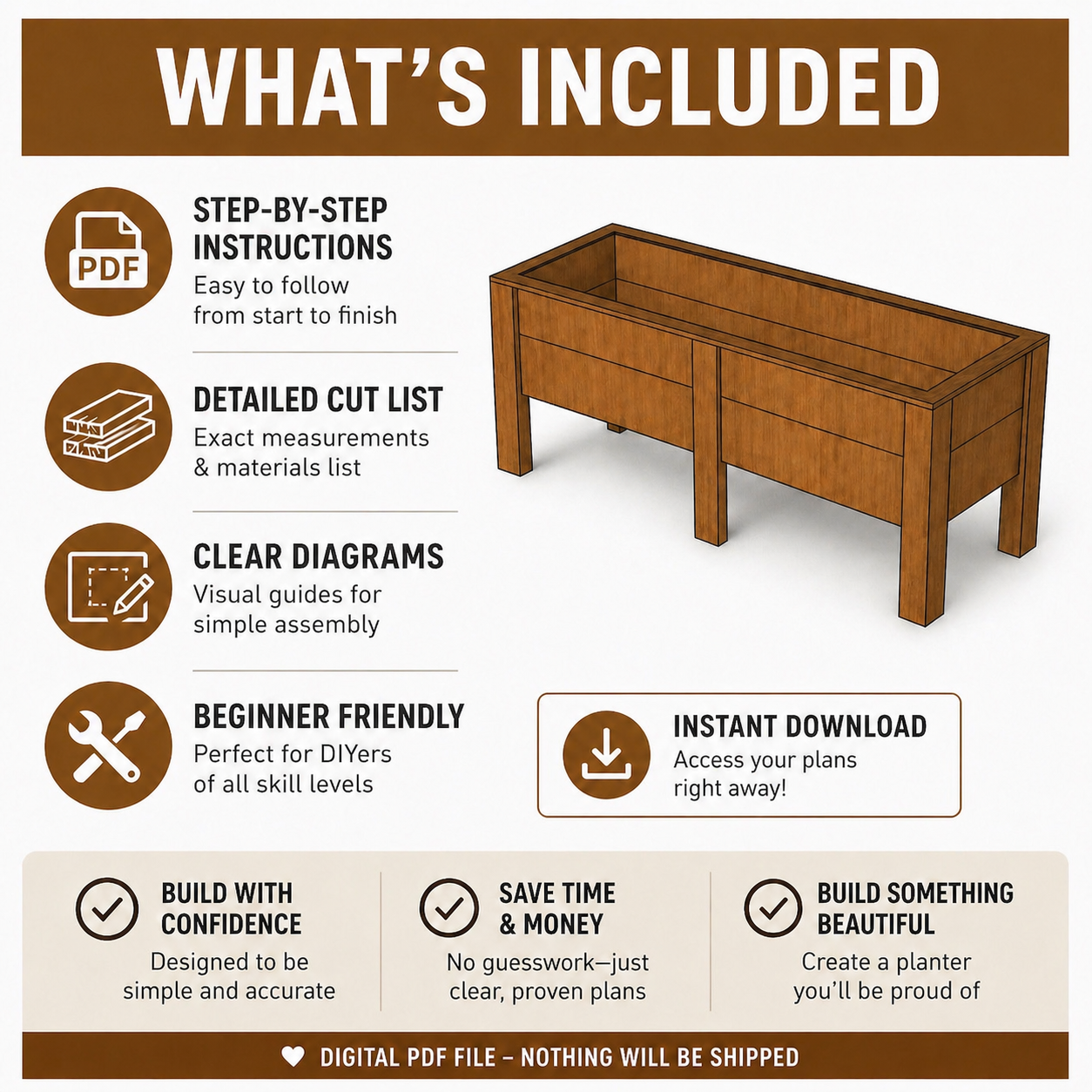 Modern Cedar Planter Box PDF Plans (4 Pack Bundle)