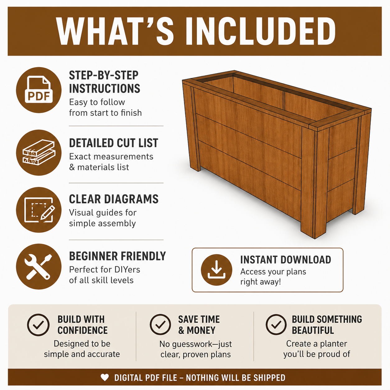 Modern Cedar Planter Box PDF Plans (4 Pack Bundle)