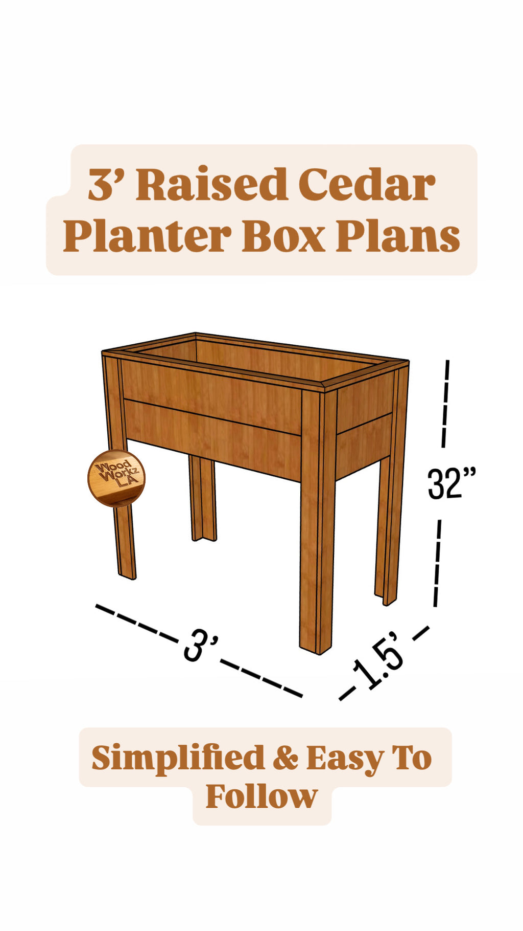 3' x 1.5' Raised Cedar Planter Plans (PDF)