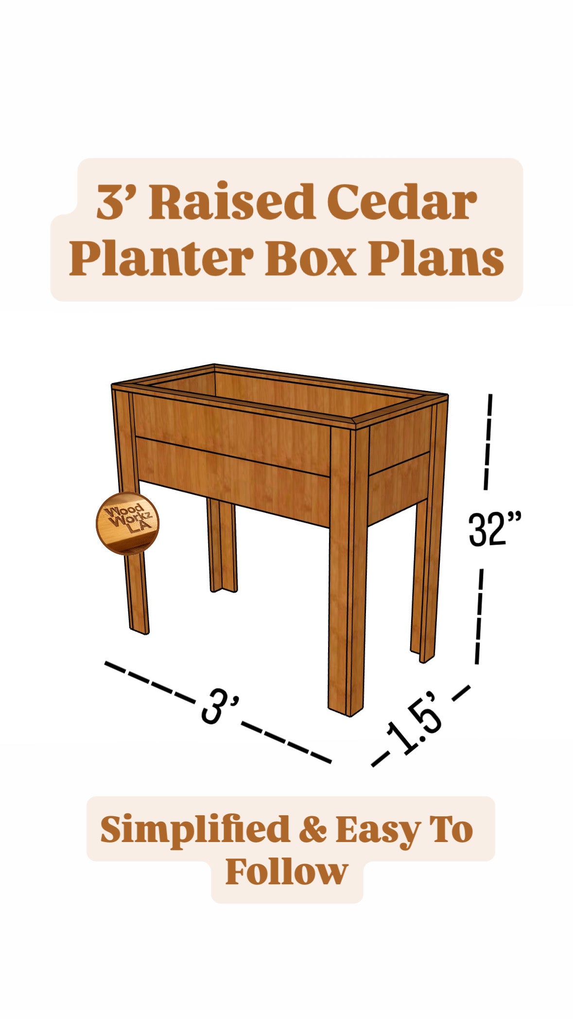 3' x 1.5' Raised Cedar Planter Plans (PDF)