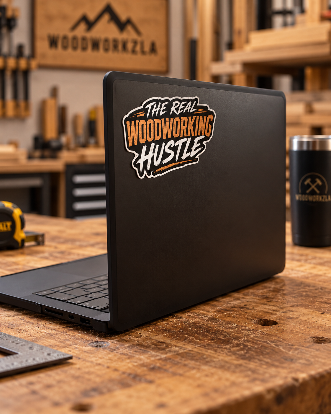 THE REAL WOODWORKING HUSTLE - 2" x 5" Vinyl Sticker