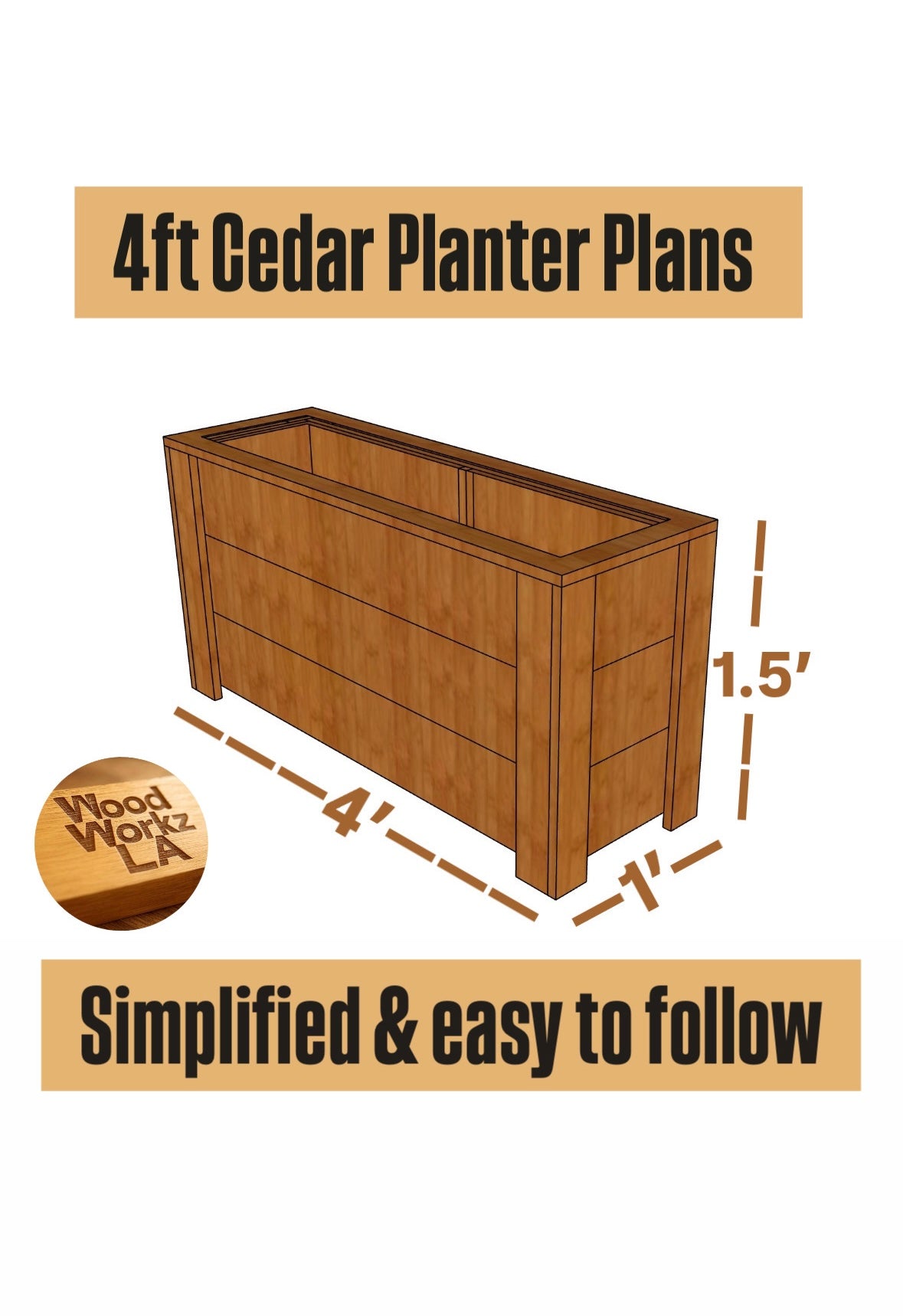 4' x 1' Cedar Planter Box Plans (PDF)