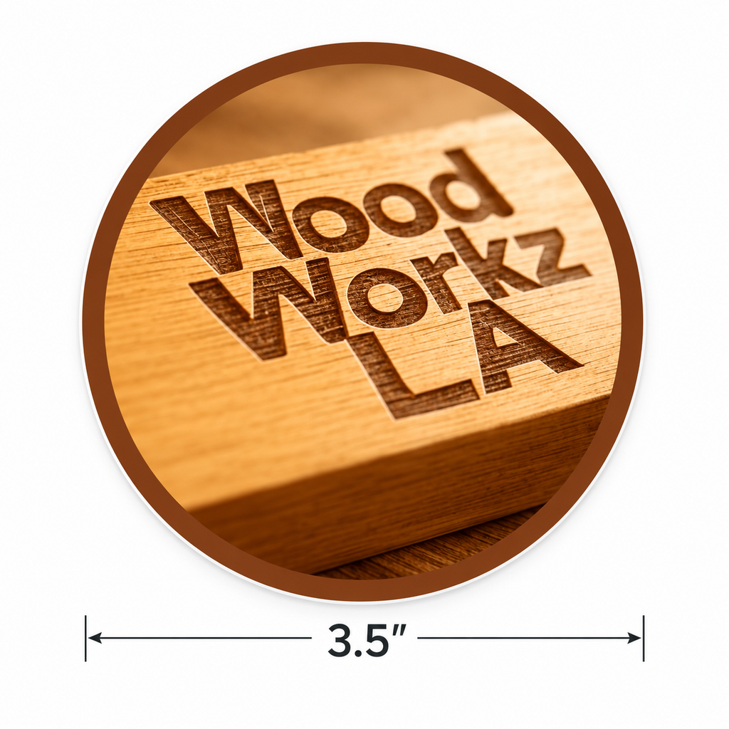 WoodWorkzLA Logo Sticker - 3.5" Round Vinyl Sticker