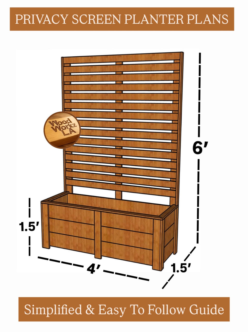 4' x 6' Privacy Screen Planter Box Plans (PDF)