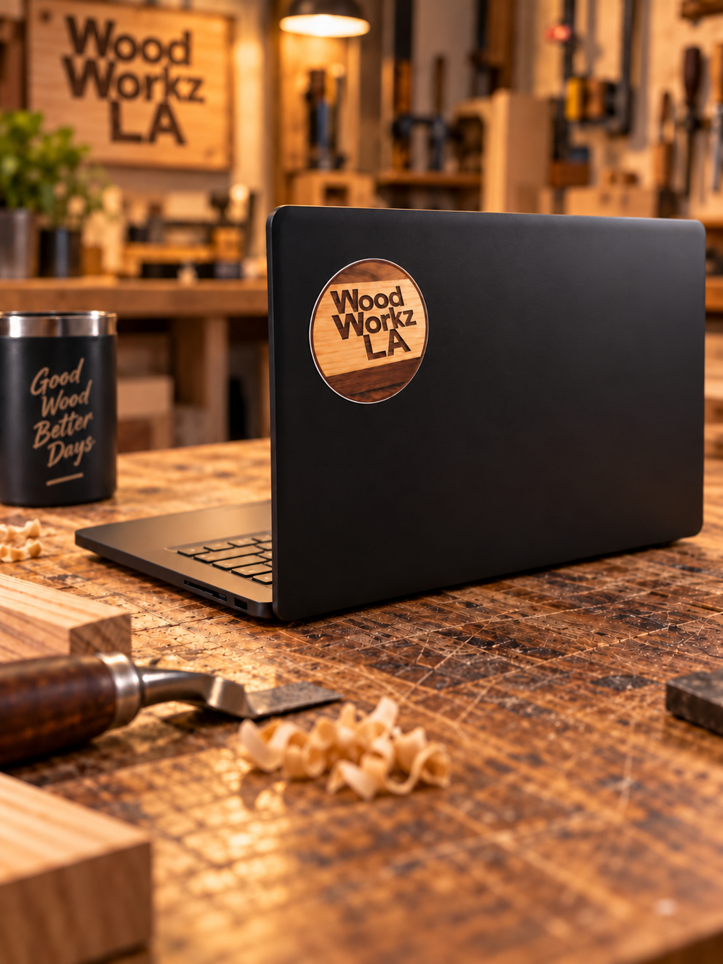 WoodWorkzLA Logo Sticker - 3.5" Round Vinyl Sticker