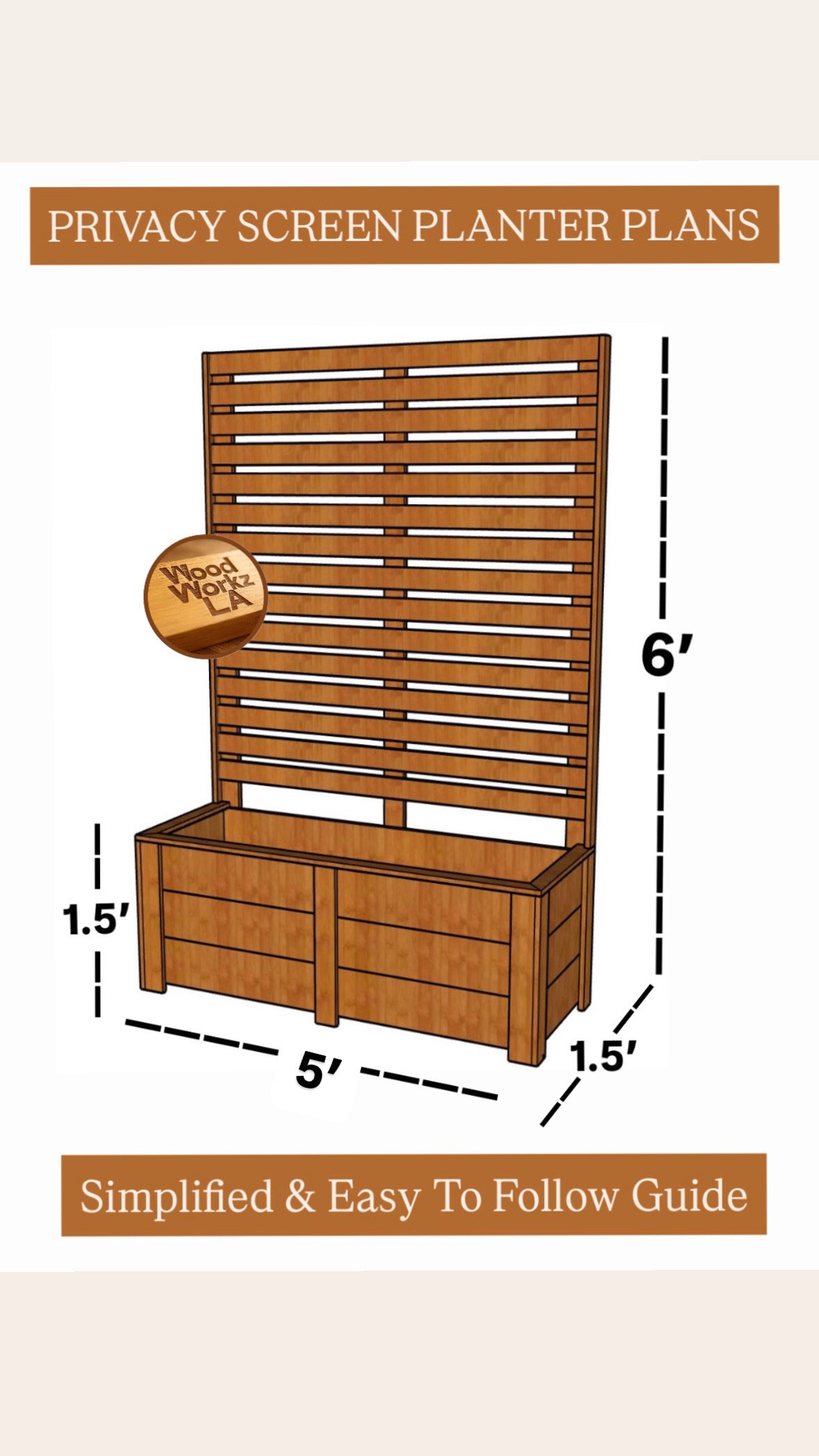 5' x 6' Privacy Screen Planter Box Plans (PDF)