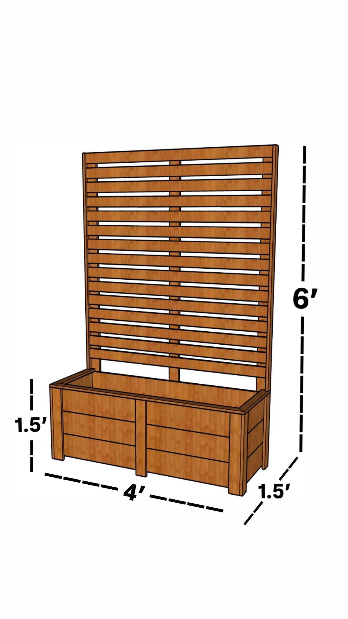 4' x 6' Privacy Screen Planter Box Plans (PDF)