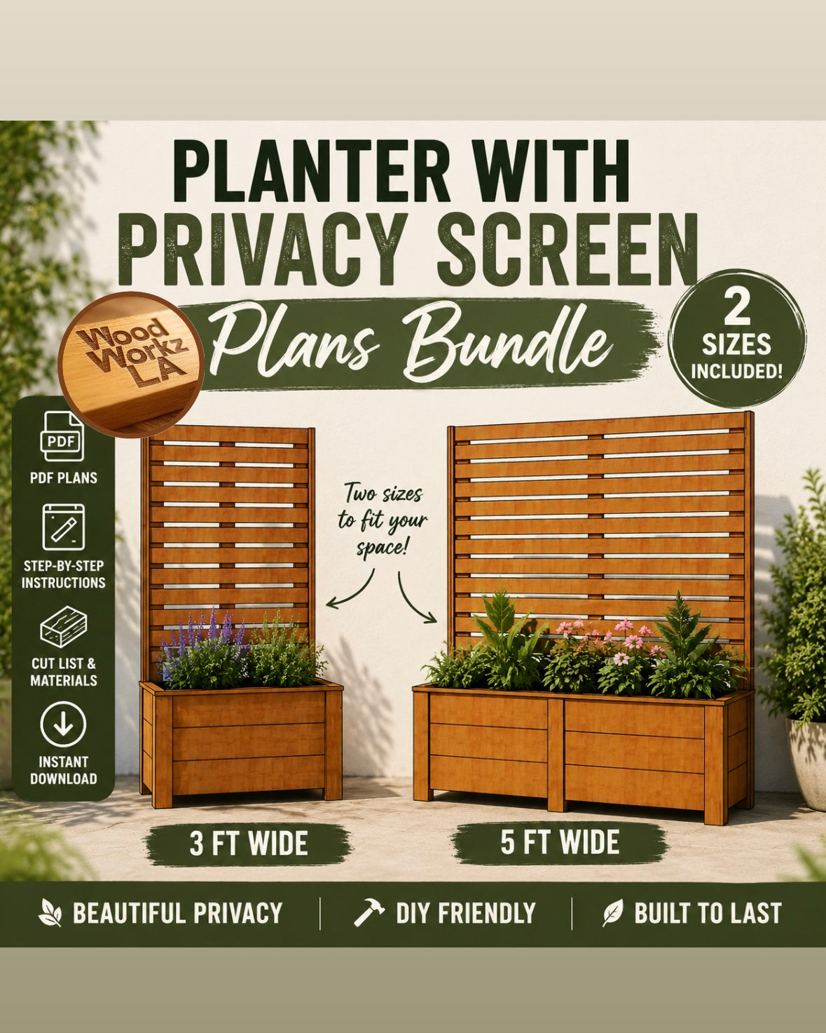 Privacy Screen Planter Plans Bundle PDF (2 Pack)