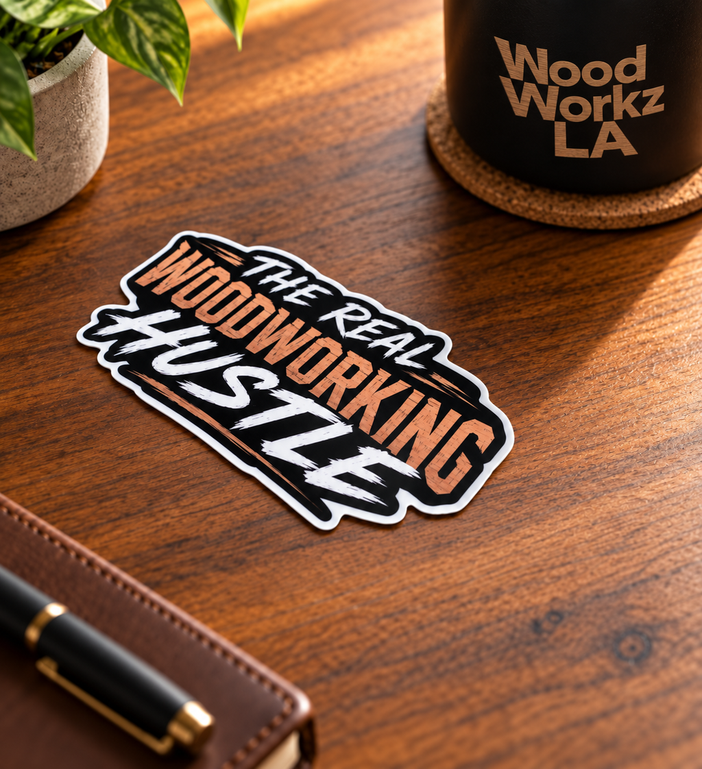 THE REAL WOODWORKING HUSTLE - 2" x 5" Vinyl Sticker