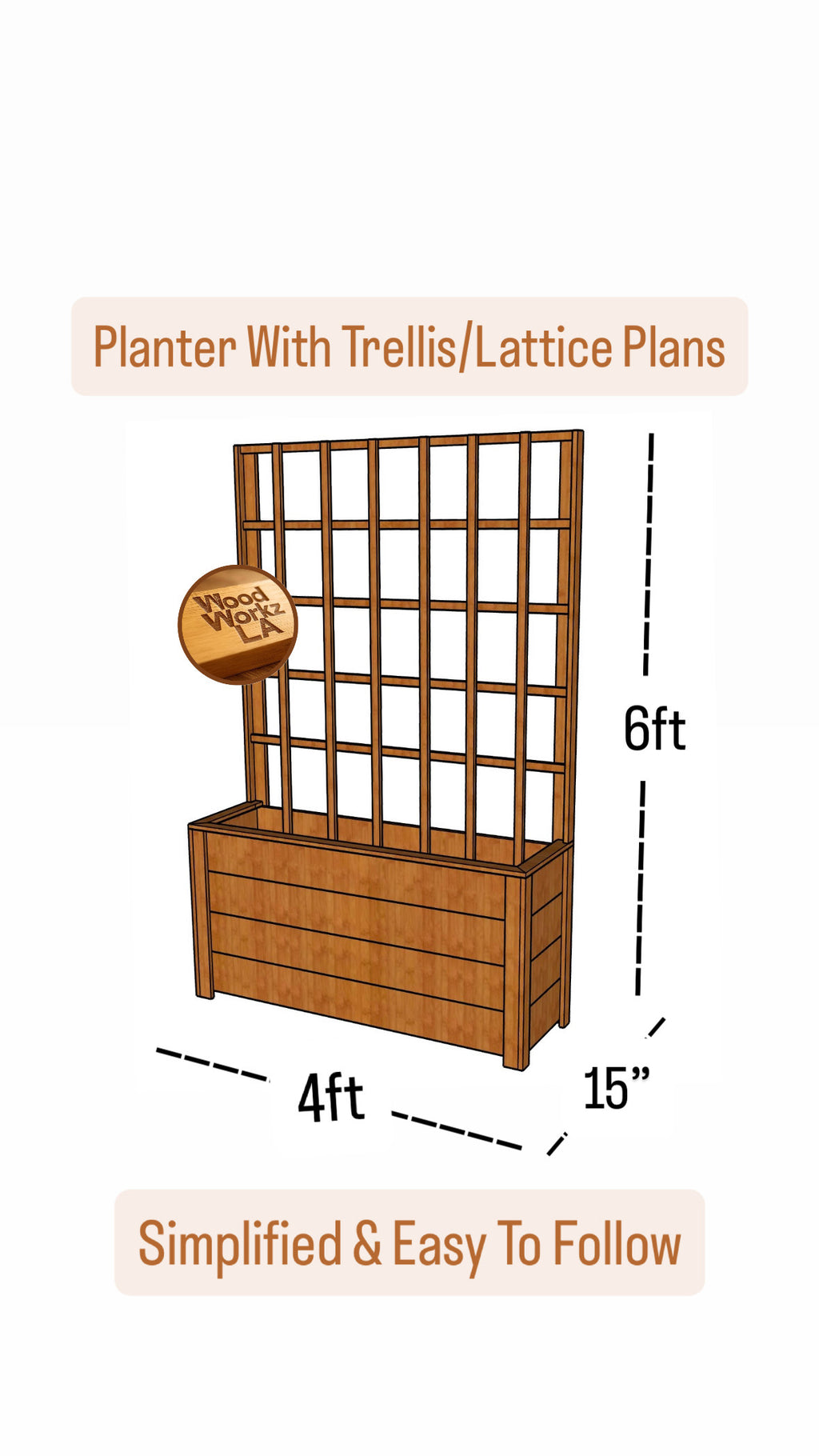 4' x 6' Cedar Lattice/Trellis Planter Box Plans (PDF)