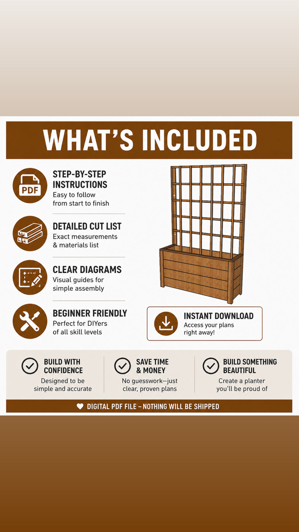 4' x 6' Cedar Lattice/Trellis Planter Box Plans (PDF)