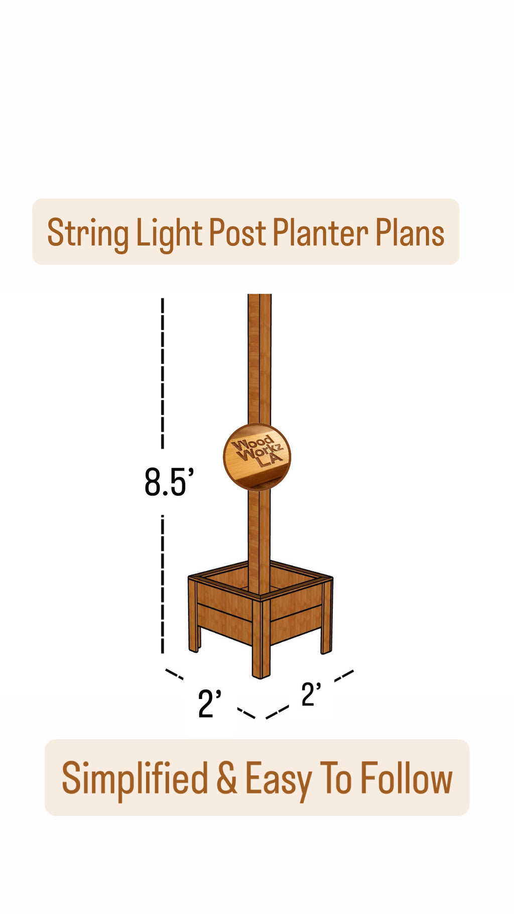2' x 2' String Light Post Cedar Planter Box Plans (PDF)