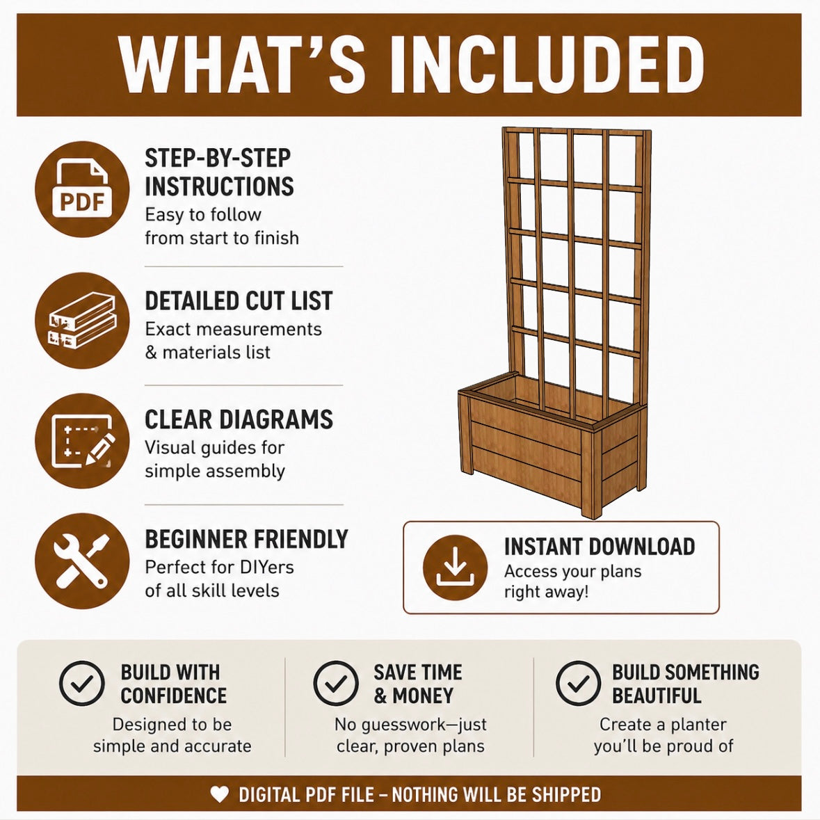 3' x 6' Cedar Lattice/Trellis Planter Box Plans (PDF)