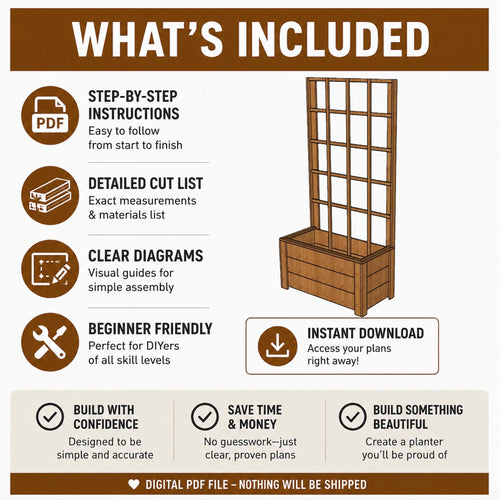 3' x 6' Cedar Lattice/Trellis Planter Box Plans (PDF)