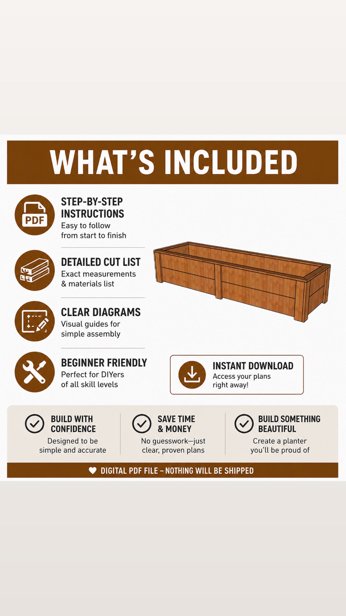 5' x 1.5' Cedar Planter Box Plans (PDF)