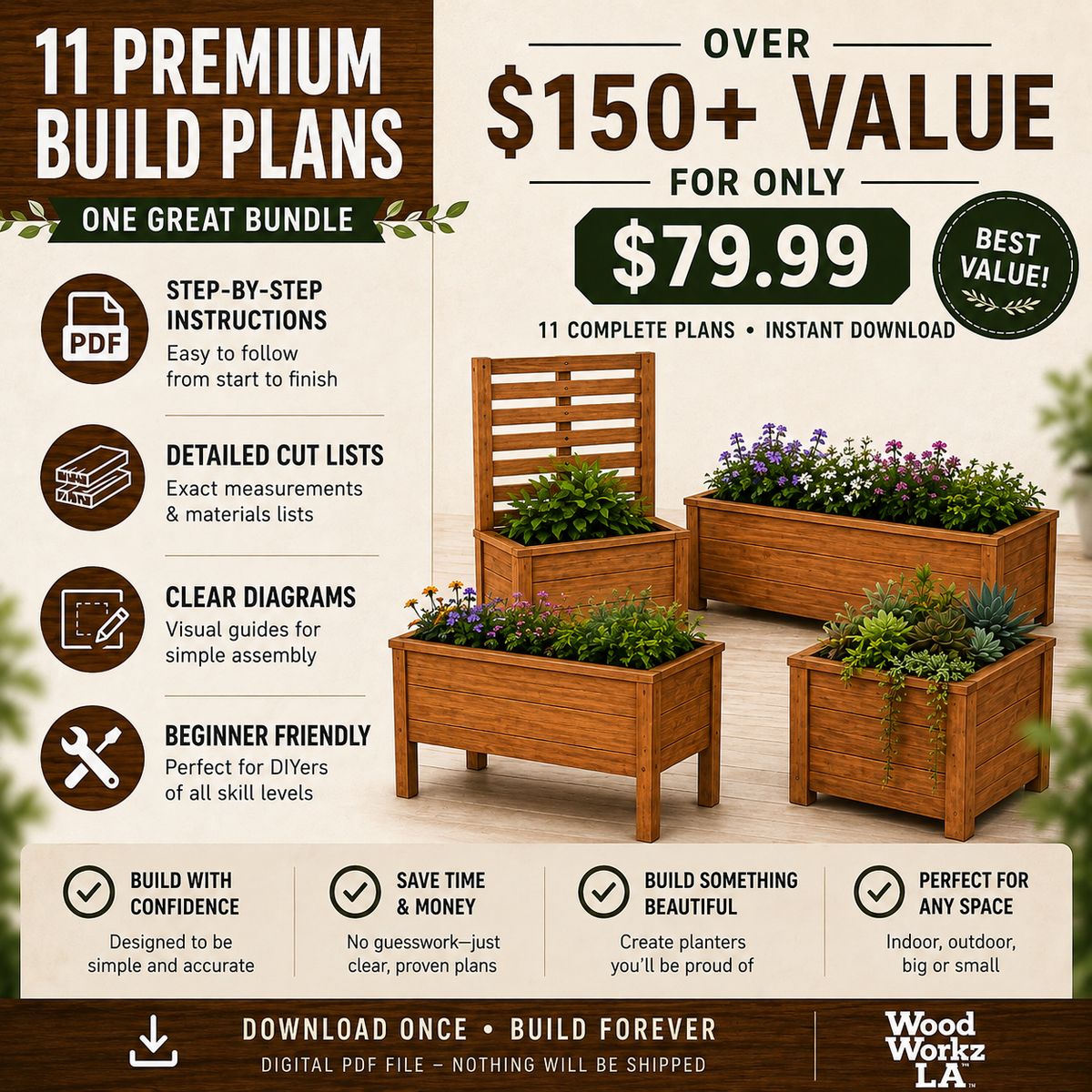The Complete WoodWorkzLA Plan Collection - 11 DIY WoodWorking Plans (PDF Bundle)